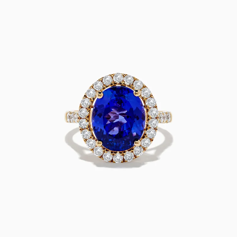 Get The Best Deals On Timeless Jewelry Pieces Nahla Siri 14K Yellow Gold Tanzanite and Diamond Ring