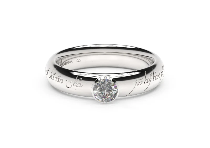 Personalized Engraved Jewelry For Meaningful Gifts Elegant Elvish Engagement Ring, White Gold & Platinum Personalized Engraved Jewelry For Meaningful Gifts Elegant Elvish Engagement Ring, White Gold & Platinum