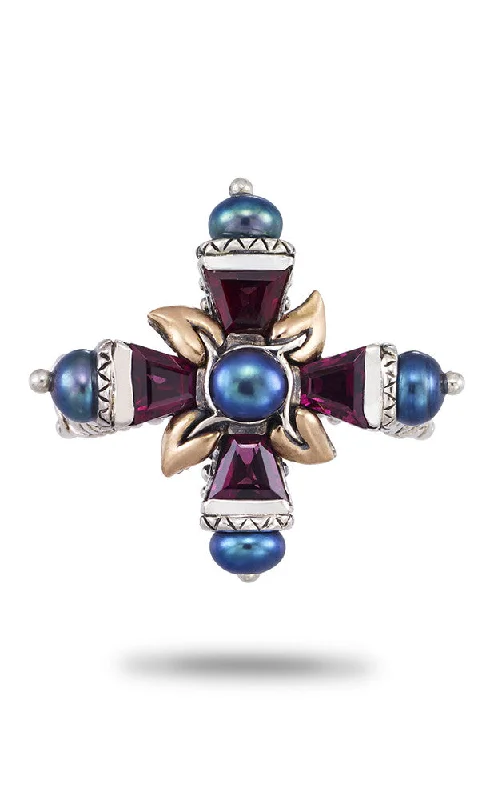 Personalized Jewelry Sale – Unique Gifts At Low Prices Ethereal Cross Ring - Pink Garnet & Black Freshwater Pearl