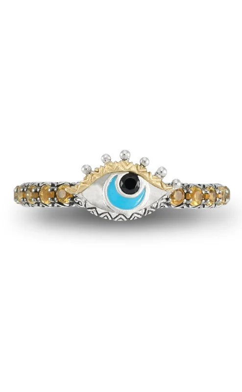 Don't Miss Out On Bestselling Jewelry At Special Prices Evil Eye Stack Ring- Citrine, Turquoise & Black Spinel