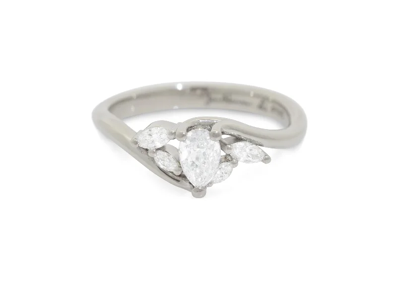 Stunning Jewelry At A Fraction Of The Price Five-Stone Pear & Marquise Diamond Elvish Vine Engagement Ring, White Gold & Platinum Stunning Jewelry At A Fraction Of The Price Five-Stone Pear & Marquise Diamond Elvish Vine Engagement Ring, White Gold & Platinum