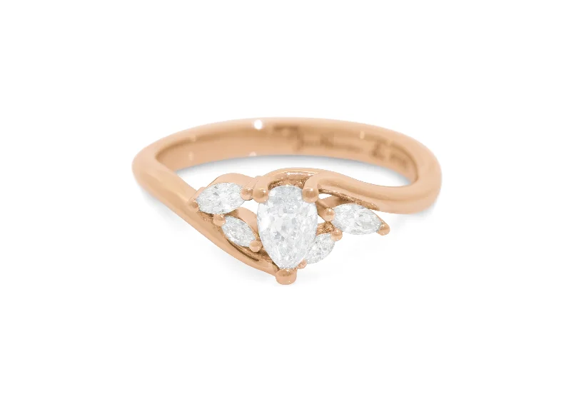 Flash Sale On Stunning Jewelry – Don't Miss Out Five-Stone Pear & Marquise Diamond Elvish Vine Engagement Ring, Red Gold Flash Sale On Stunning Jewelry – Don't Miss Out Five-Stone Pear & Marquise Diamond Elvish Vine Engagement Ring, Red Gold
