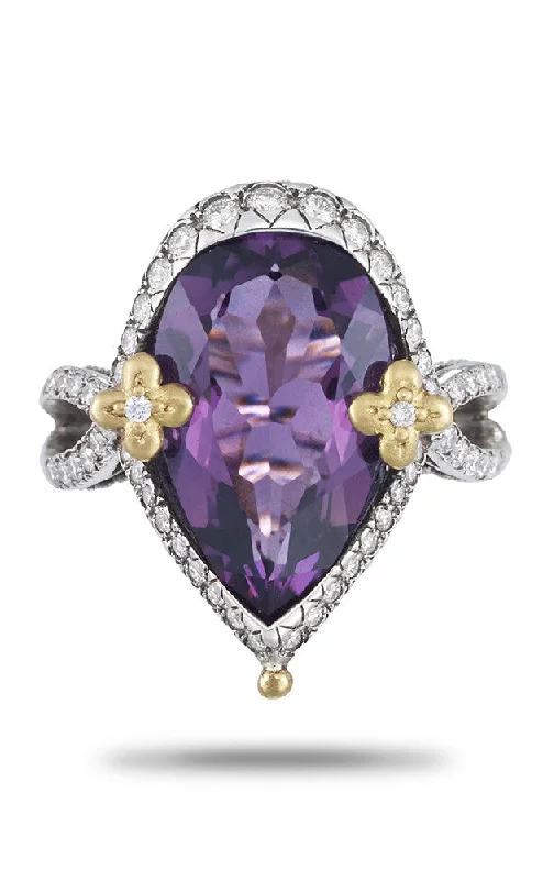 Holiday Jewelry Sale – Perfect Gifts At The Best Prices Last Time Offered at This Price.Flower Dance  Ring - Diamond  & Amethyst  