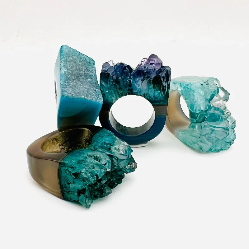 Delicate Crystal Jewelry For Sophisticated Charm GemFire Ring - Teal Wave