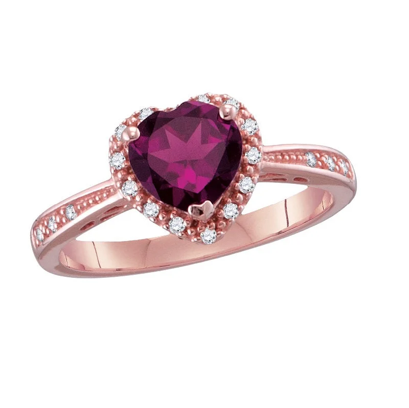 Fashion-Forward Jewelry At Incredible Prices Heart Shape Rhodolite Garnet and Diamond Heart Ring in 10KT Rose Gold Fashion-Forward Jewelry At Incredible Prices Heart Shape Rhodolite Garnet and Diamond Heart Ring in 10KT Rose Gold