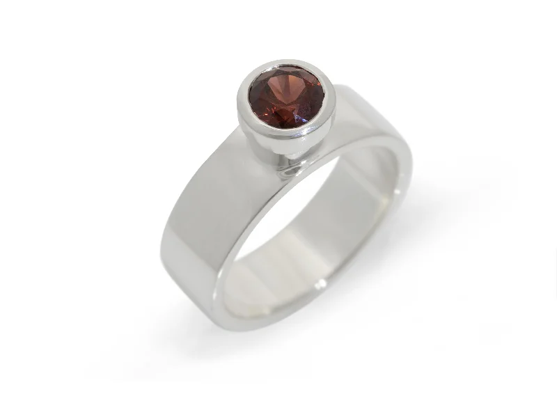 Grab Your Favorite Jewelry At The Lowest Prices JW259 Round Gemstone Chimney Ring, Sterling Silver