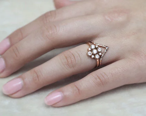 Shop Trending Jewelry With Exclusive Savings Rose Gold Marie White Diamond Cluster Ring Shop Trending Jewelry With Exclusive Savings Rose Gold Marie White Diamond Cluster Ring