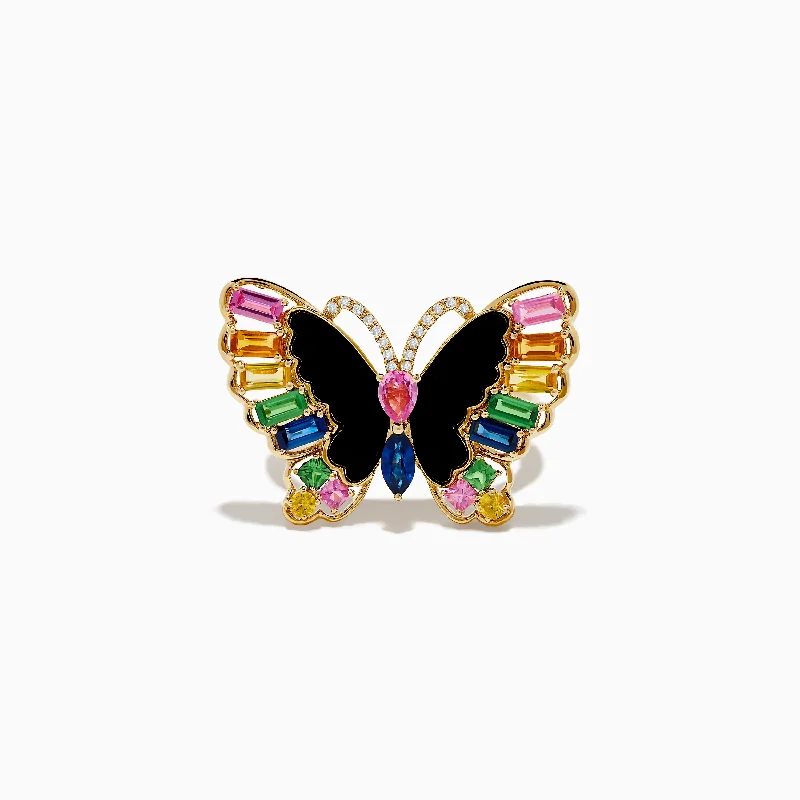 Shop Stylish Jewelry Now And Save Big Nature 14K Yellow Gold Multi Sapphire Agate and Diamond Butterfly Ring Shop Stylish Jewelry Now And Save Big Nature 14K Yellow Gold Multi Sapphire Agate and Diamond Butterfly Ring
