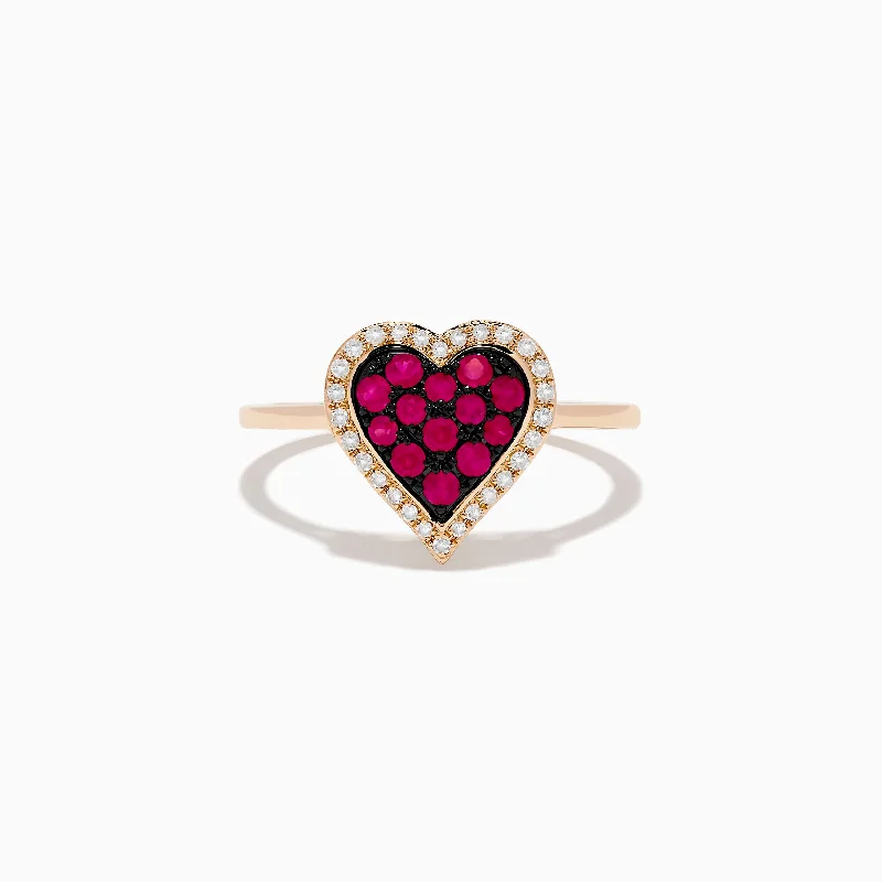Handmade Pearl Jewelry For Timeless Elegance Novelty 14K Rose Gold Ruby and Diamond Heart Ring Handmade Pearl Jewelry For Timeless Elegance Novelty 14K Rose Gold Ruby and Diamond Heart Ring