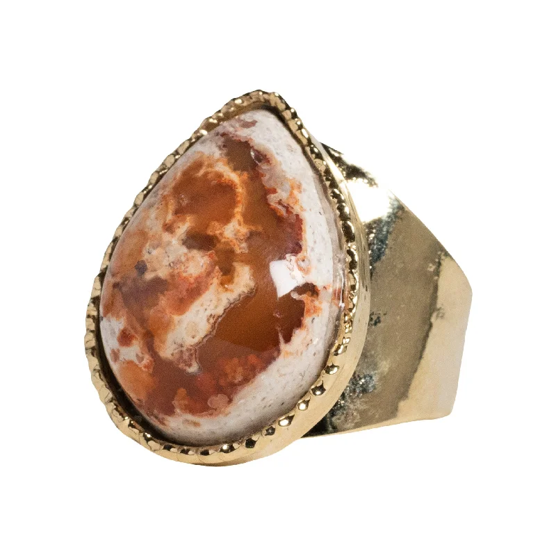 Jewelry Deals That Outshine The Rest Orange Mexican Fire Opal Teardrop Cocktail Ring