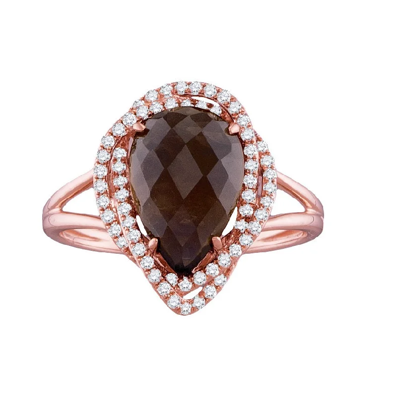 Huge Savings On Timeless Jewelry Collections Pear Smokey Quartz and Diamond Ring in 14KT Rose Gold Huge Savings On Timeless Jewelry Collections Pear Smokey Quartz and Diamond Ring in 14KT Rose Gold
