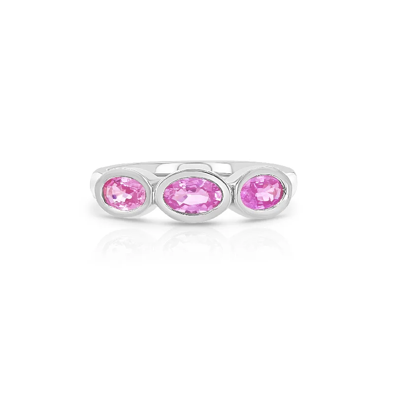 Don't Miss These Dazzling Jewelry Discounts Pink Sapphire Trio Oval Pinky Ring