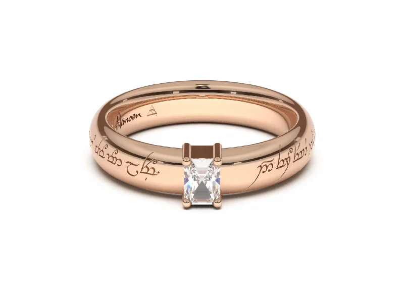 Timeless Beauty, Unbeatable Deals – Jewelry Sale On Emerald Cut Classic Elvish Engagement Ring, Red Gold Timeless Beauty, Unbeatable Deals – Jewelry Sale On Emerald Cut Classic Elvish Engagement Ring, Red Gold