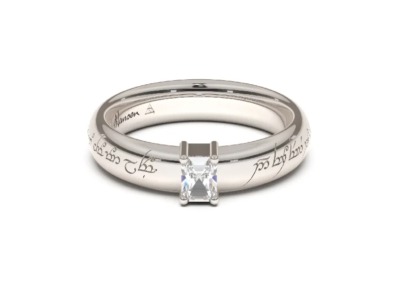 Don't Miss Out On Jaw-Dropping Jewelry Discounts Emerald Cut Classic Elvish Engagement Ring, White Gold & Platinum Don't Miss Out On Jaw-Dropping Jewelry Discounts Emerald Cut Classic Elvish Engagement Ring, White Gold & Platinum