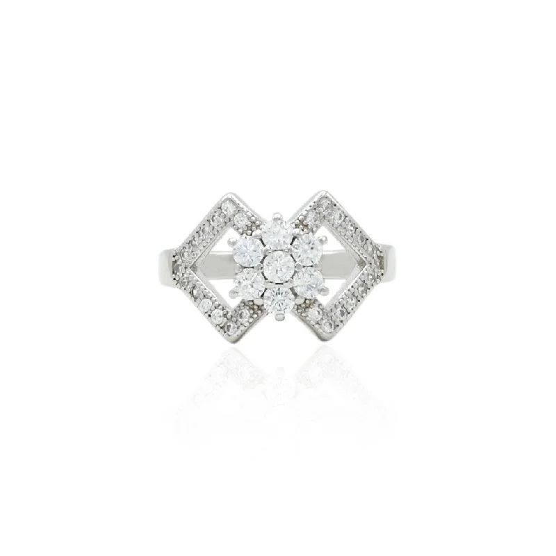 Luxury Meets Affordability – Jewelry Sale Live Now Silver Linked Rectangle Flower Ring