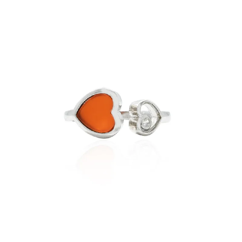 Timeless Jewelry Styles At Wallet-Friendly Prices Silver Orange Dual Heart Ring