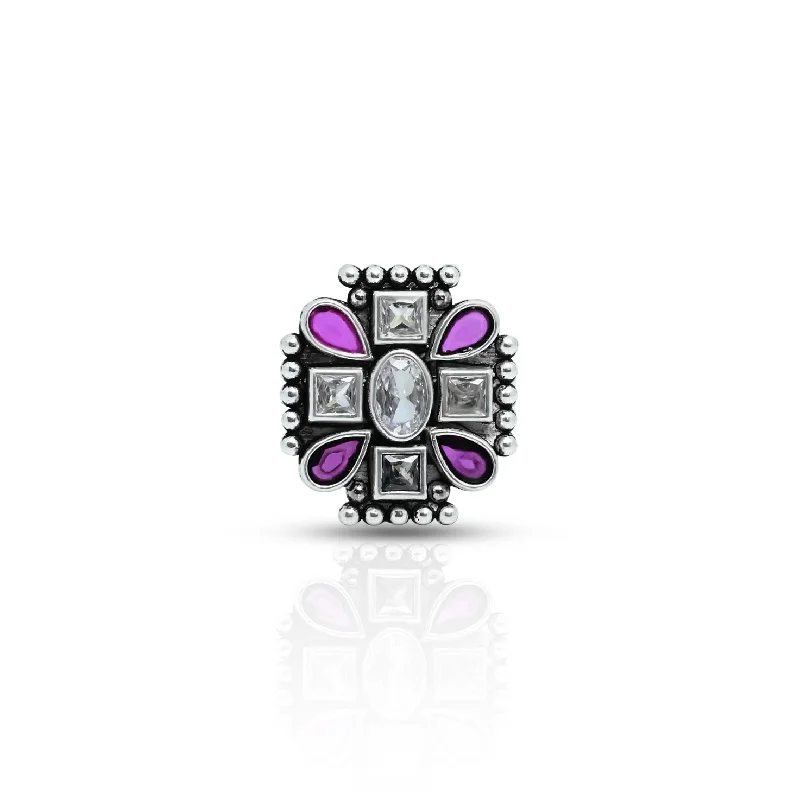 Stunning Jewelry Pieces At The Lowest Prices Ever Silver Pink Drop Shape with Flower Design Ring for Girls