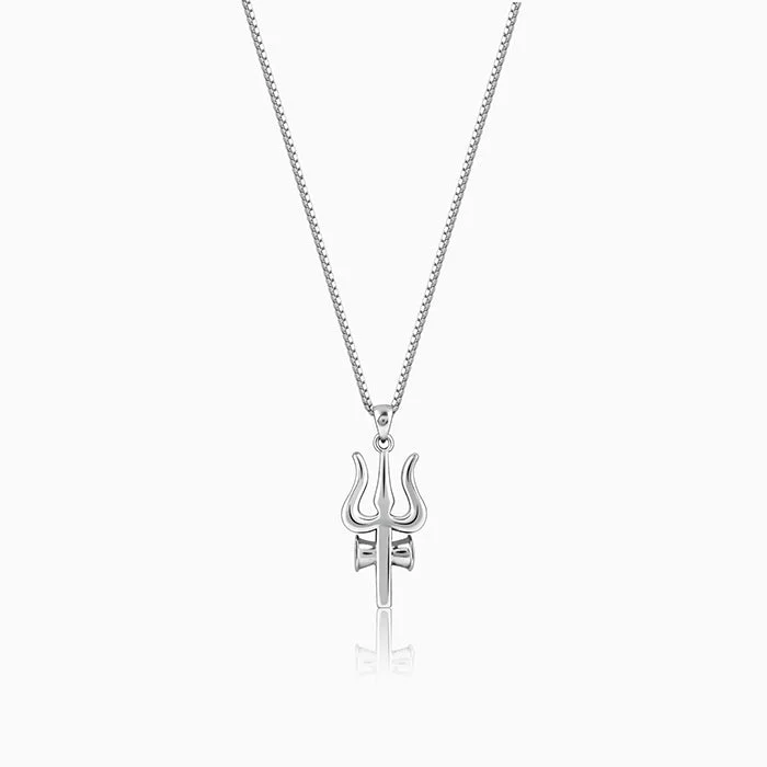 Breathtaking Jewelry, Breathtaking Prices Silver Trident Pendant with Box Chain For Him