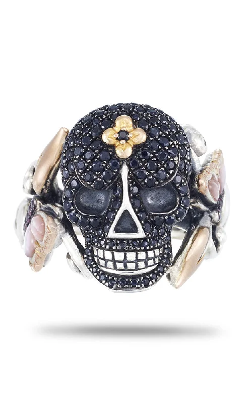 Don't Miss Out On Jaw-Dropping Jewelry Discounts Advanced order. Someday Skull Ring – Black Sapphire, Pink Garnet & Pink Mother of Pearl