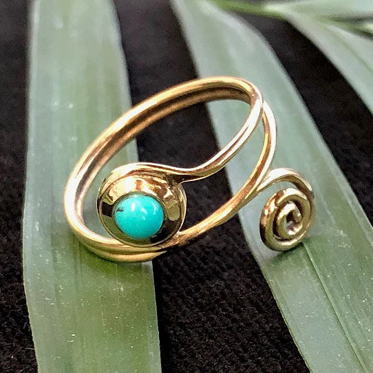 Grab Your Favorite Jewelry At The Lowest Prices <span>RBR-065<span>: </span></span>Adjustable Turquoise Ring - Brass Grab Your Favorite Jewelry At The Lowest Prices <span>RBR-065<span>: </span></span>Adjustable Turquoise Ring - Brass