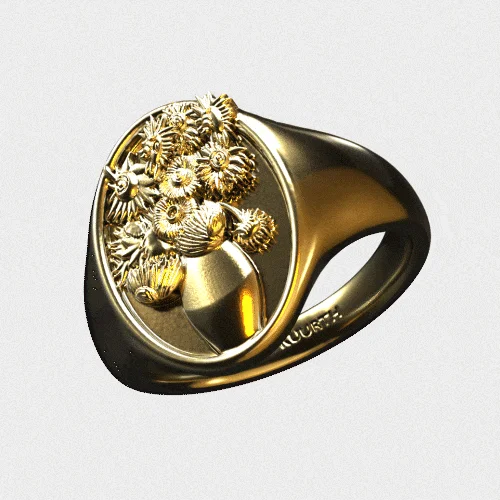 Luxury Jewelry At Unbeatable Discounts The Arles Sunflowers - Gold Seal Ring V2