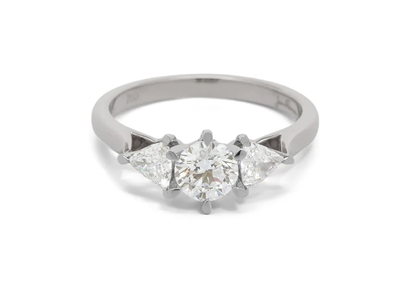 Shop Dazzling Jewelry At The Best Prices Custom Three Stone Diamond Engagement Ring, White Gold & Platinum