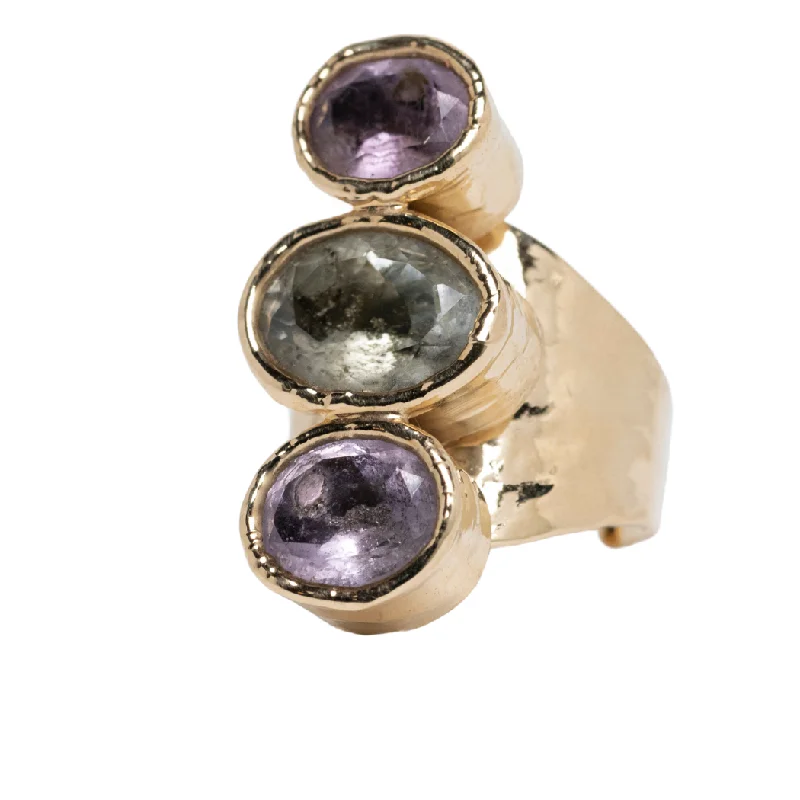 Accessorize For Less – Luxury Jewelry At Affordable Prices Triple Amethyst & Aqua Cocktail Ring