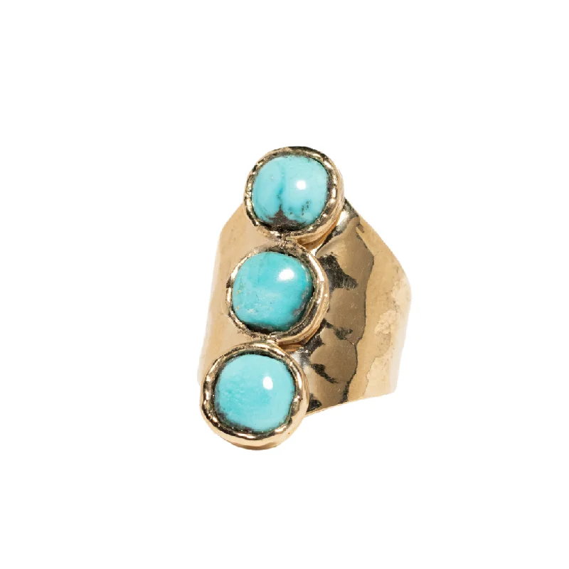Exclusive Online Discounts On Stylish Jewelry Triple Round Turquoise Cocktail Ring