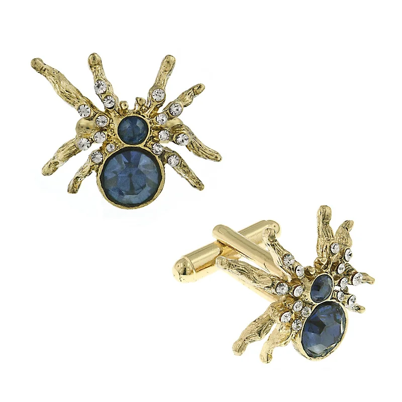 Seasonal Jewelry Clearance – Best Styles At The Lowest Prices 1928 Jewelry® 14K Gold Dipped Blue And Crystal Spider Cufflinks