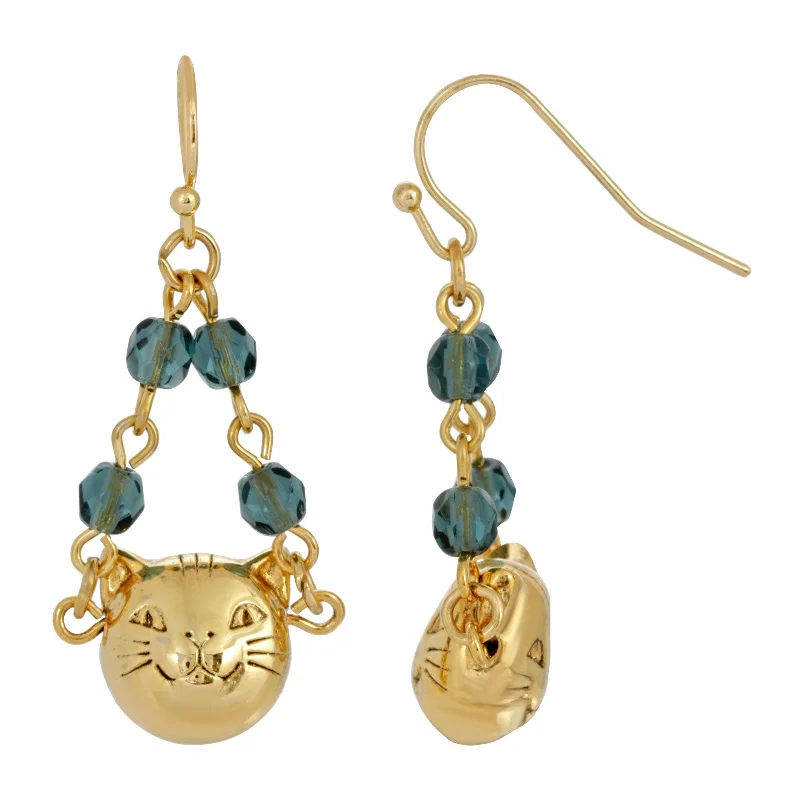 High-End Sparkle, Low-End Prices – Jewelry Sale Live 1928 Jewelry® 14K Gold Dipped Cat Face With Blue Beaded Chain Drop Wire Earrings High-End Sparkle, Low-End Prices – Jewelry Sale Live 1928 Jewelry® 14K Gold Dipped Cat Face With Blue Beaded Chain Drop Wire Earrings