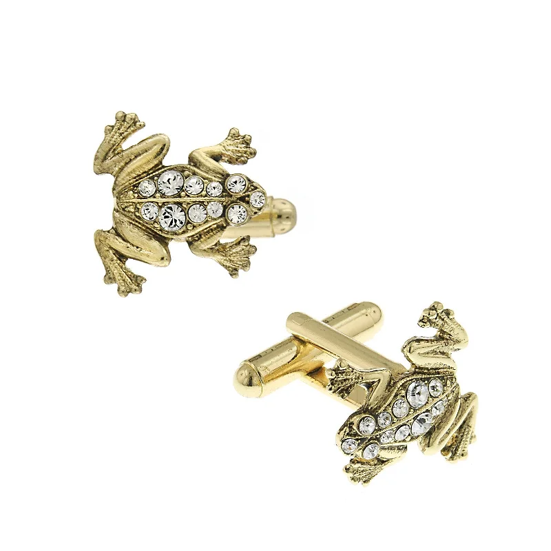 Flash Sale On Elegant Jewelry – Don't Miss Out 1928 Jewelry® 14K Gold Dipped Crystal Frog Cufflinks