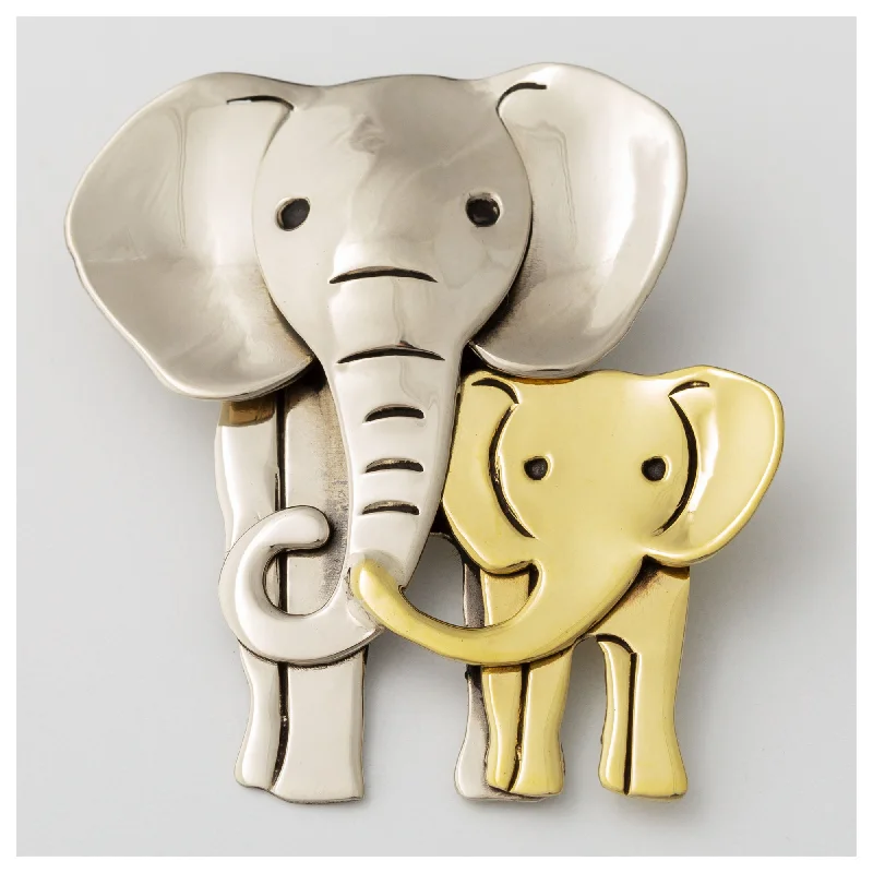 Don't Miss Our Biggest Jewelry Sale Of The Season Elephant Parent & Baby Mixed Metal Pin