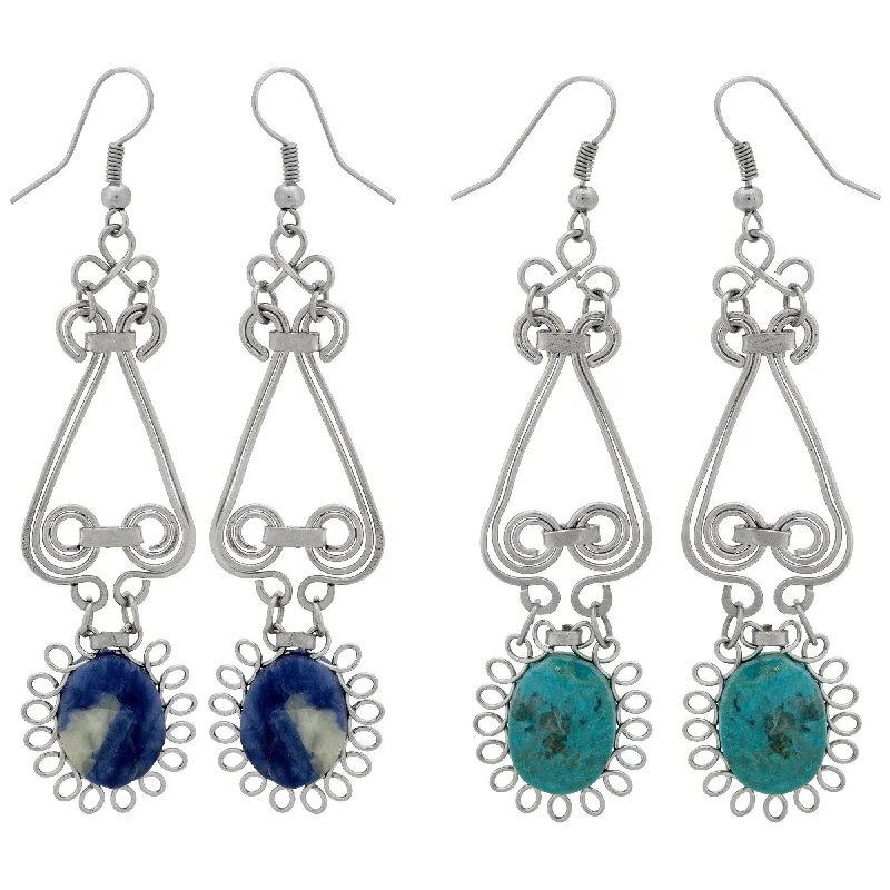 High-Quality Gemstone Jewelry For Special Occasions Swirls & Sunburst Stone Earrings