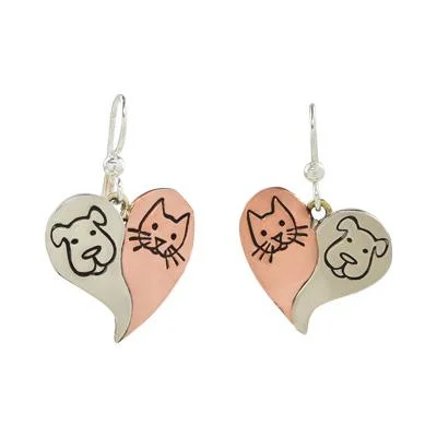 Premium Jewelry, Premium Discounts – Act Fast Dog & Cat Mixed Metals Heart Earrings