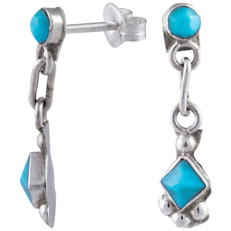 Elegant Jewelry, Exclusive Prices – Shop Now Sterling & Turquoise Zuni Diamond Dangling Earrings