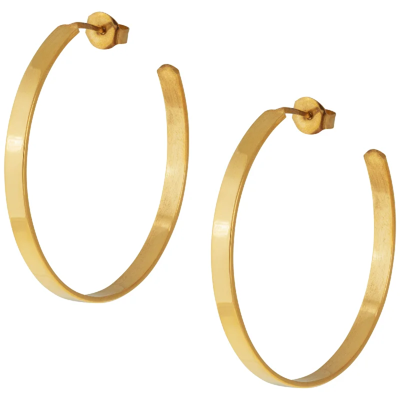 Limited-Time Offer On Elegant Jewelry Pieces Flat Hoop Golden Post Earrings