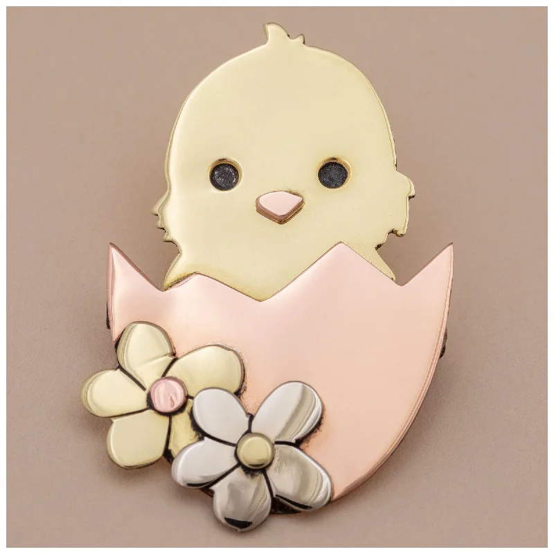 Fashion-Forward Jewelry At Exclusive Discounts Chick in Egg Mixed Metal Pin