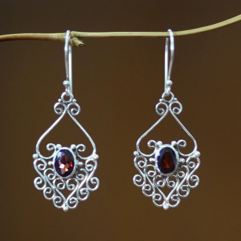 Exclusive Jewelry Bundles At Discounted Prices Bali Dynasty Sterling Silver and Garnet Dangle Earrings
