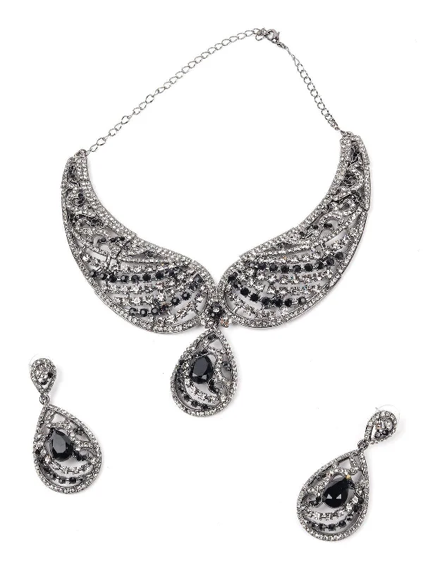 Limited-Stock Jewelry Sale – Once It's Gone, It's Gone Odette Women Black And Silver Stone Metal Set