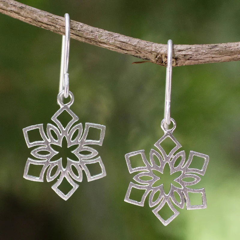 Make Your Outfit Shine With Discounted Jewelry Blossoming Snowflakes Artisan Jewelry Women's Sterling Silver Earrings
