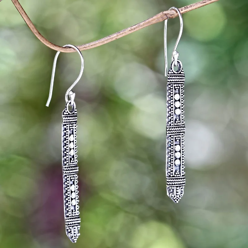 Buy More, Save More On Stunning Jewelry Pieces Borneo Scepter Traditional Indonesian Silver Earrings