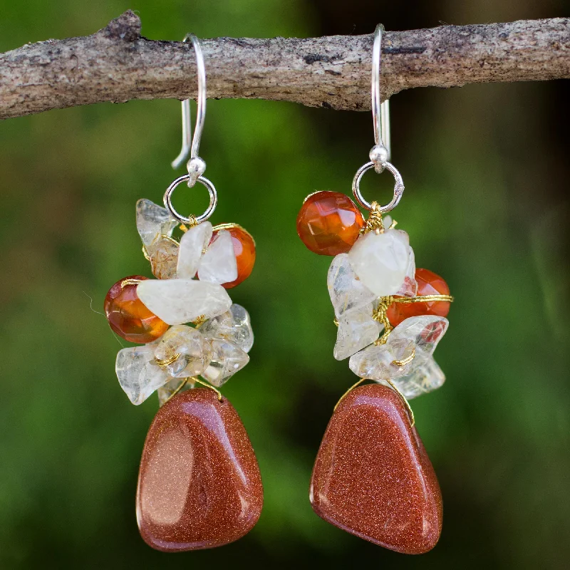Discounted Jewelry For A Glamorous Look Bouquet Hand Crafted Multigem Cluster Earrings