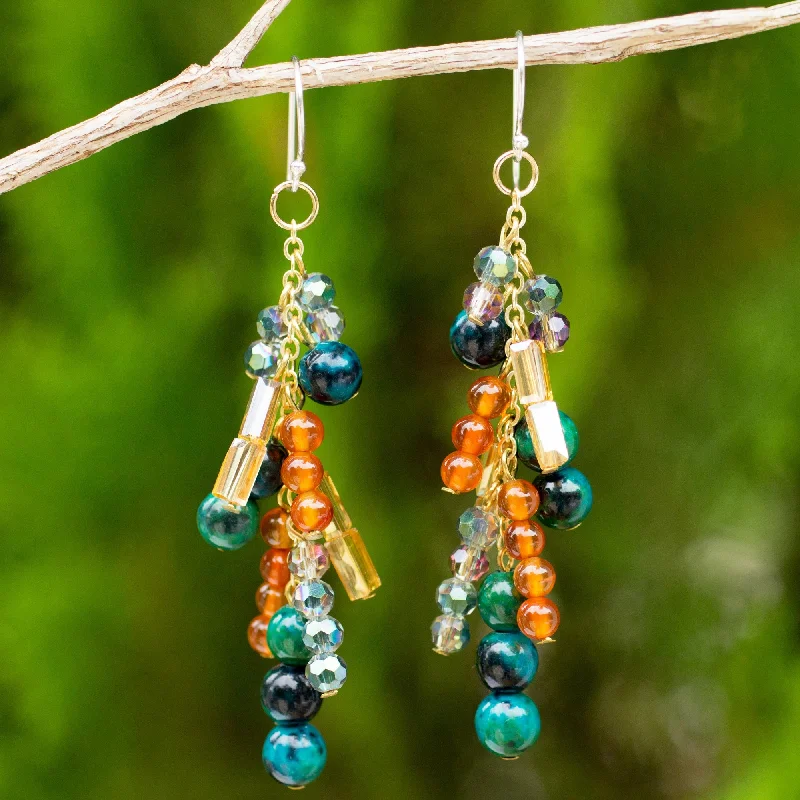 Shop High-Quality Jewelry At Jaw-Dropping Discounts Brilliant Cascade Gemstone Waterfall Earrings in 24k Gold Plated Sterling