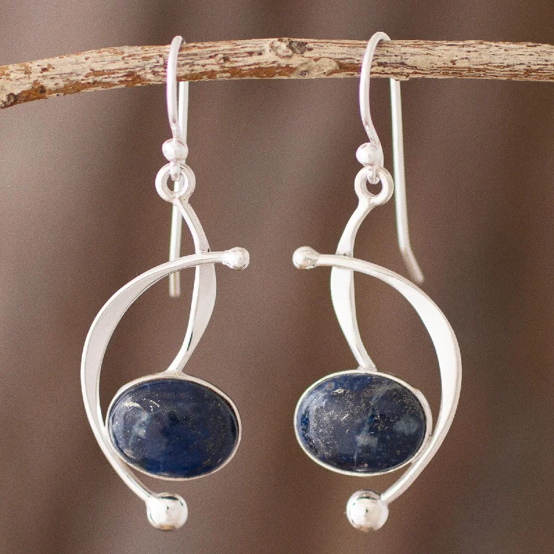 Holiday Jewelry Sale – Perfect Gifts At Great Prices Crescent Eyes Lapis Lazuli and Sterling Silver Dangle Earrings from Peru