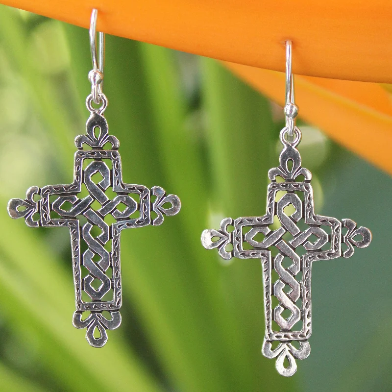 Luxury Jewelry Sale – Sparkle For Less Cross of Legends Sterling Silver Religious Earrings