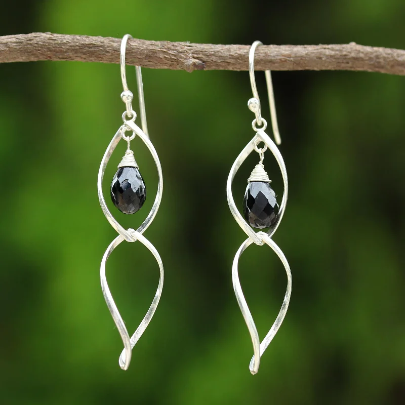 Get The Sparkle You Love At Prices You Adore Dancer Sterling Silver and Onyx Dangle Earrings