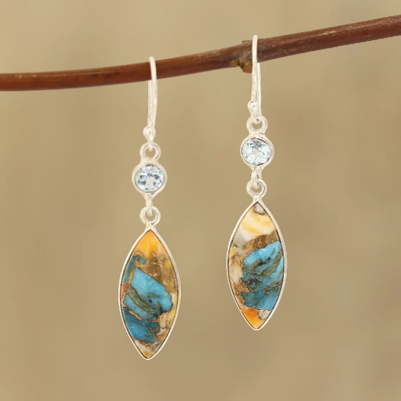 Accessorize For Less – Luxury Jewelry At Affordable Prices Elegance of the Beach Blue Topaz and Composite Turquoise Dangle Earrings