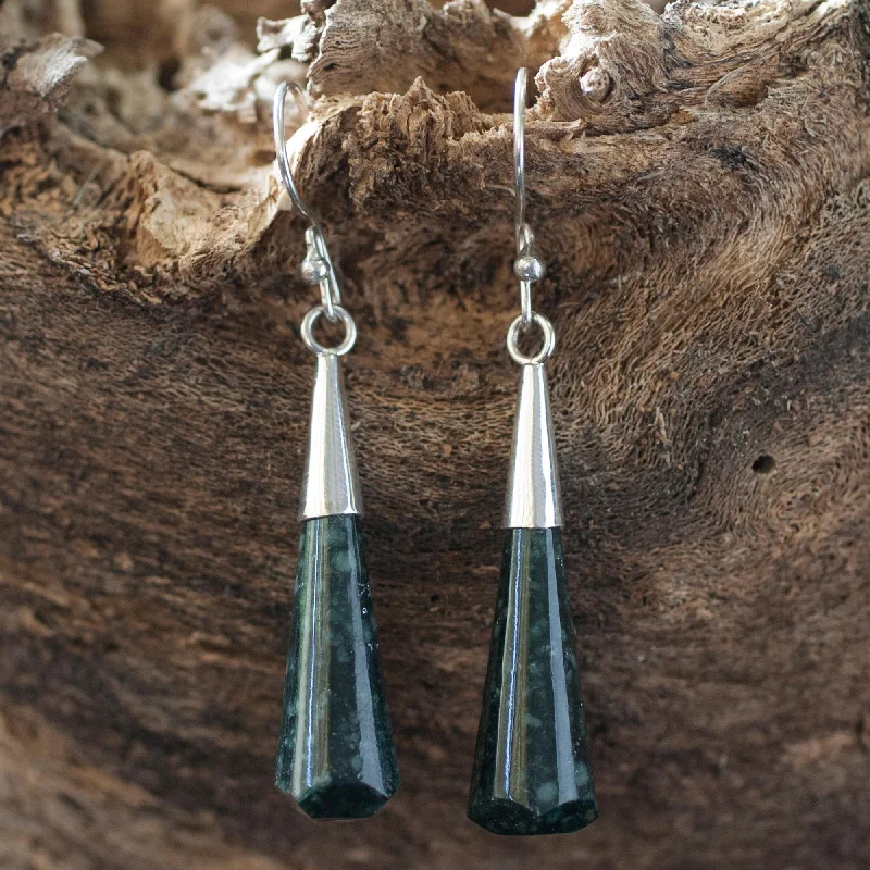 Fashion-Forward Jewelry At Incredible Prices Faceted Green Droplet Handcrafted Sterling Silver Dangle Jade Earrings