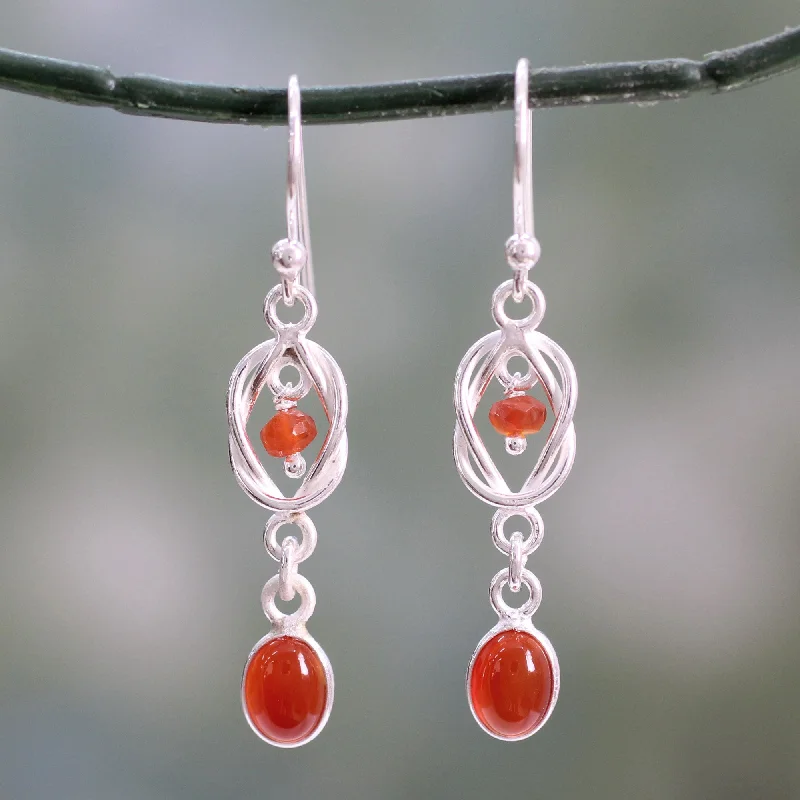 Adjustable Charm Bracelets For A Perfect Fit Festive Knot Artisan Crafted Sterling Silver and Red Onyx Dangle Earrings