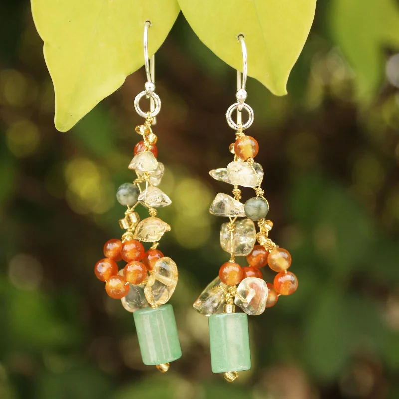 Exclusive Online Discounts On Stylish Jewelry Forest Love Pearl and Rose Quartz Cluster Earrings